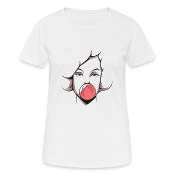Femme, bulle, chewing gum - T-shirt respirant Femme - blanc - Devant - AI Model Female 172 dark (172cm)