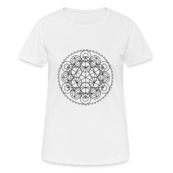 Géométrie Sacrée TriHexCircles Noir - T-shirt respirant Femme - blanc - Devant - AI Model Female 172 dark (172cm)