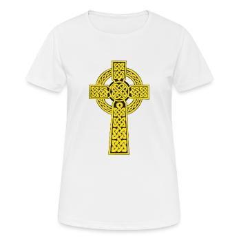 Croix d'Ahenny Croix Celtique Croix Celtique - T-shirt respirant Femme - blanc - Devant - AI Model Female 172 dark (172cm)