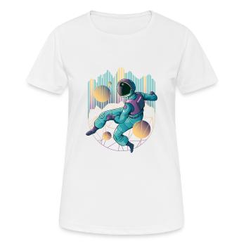 Techno-astronaute aux couleurs froides - T-shirt respirant Femme - blanc - Devant - AI Model Female 172 dark (172cm)