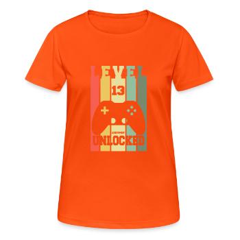 Niveau 13 Achievement Design 13e anniversaire débloqué - T-shirt respirant Femme - orange néon - Devant - AI Model Female 172 dark (172cm)