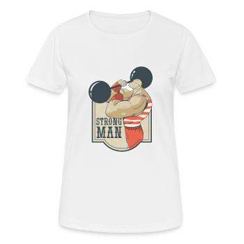 Strongman retro Muskelmann mit Gewicht Nostalgie - Frauen T-Shirt atmungsaktiv - Weiß - Vorne - AI Model Female 172 dark (172cm)