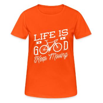 La vie est bonne Motivation sportive à vélo - T-shirt respirant Femme - orange néon - Devant - AI Model Female 172 dark (172cm)