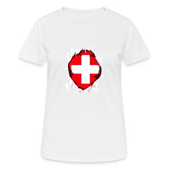 Switzerland Switzerland hole in shirt coat of arms Schwiiz - Women's Breathable T-Shirt - white - Front - AI Model Female 172 dark (172cm)