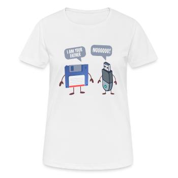 JE SUIS VOTRE PÈRE Disquette USB Drôle d'ordinateur - T-shirt respirant Femme - blanc - Devant - AI Model Female 172 dark (172cm)