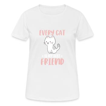 Cat best friend - Women's Breathable T-Shirt - white - Front - AI Model Female 172 dark (172cm)
