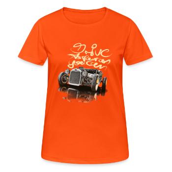so schnell... hot rod rat-rod auto - Frauen T-Shirt atmungsaktiv - Neonorange - Vorne - AI Model Female 172 dark (172cm)
