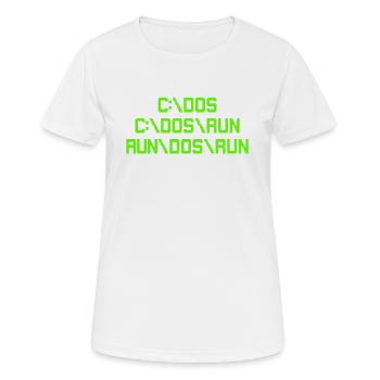 C: \ DOS C: \ DOS \ RUN RUN \ DOS \ RUN Funny Computer Joke - T-shirt respirant Femme - blanc - Devant - AI Model Female 172 dark (172cm)