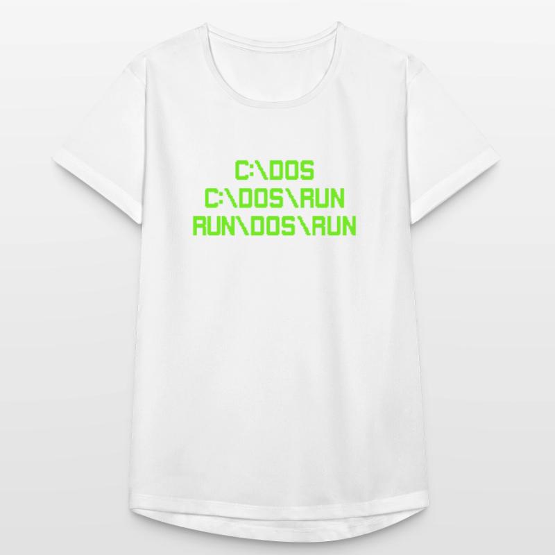 C: \ DOS C: \ DOS \ RUN RUN \ DOS \ RUN Funny Computer Joke T-shirt respirant Femme