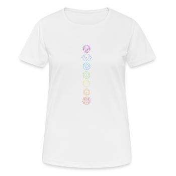 Simboli Chakra - Maglietta da donna traspirante - bianco - Fronte - AI Model Female 172 dark (172cm)