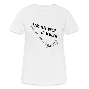 Blas mer doch id Schueh Schweizerdeutsch Spruch - Frauen T-Shirt atmungsaktiv - Weiß - Vorne - AI Model Female 172 dark (172cm)