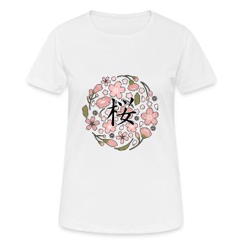 traditionelle japanische Sakura-Kirschblüte - Frauen T-Shirt atmungsaktiv - Weiß - Vorne - AI Model Female 172 dark (172cm)