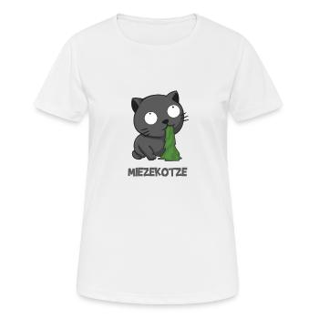 Miezekotze Miezekatze Miau Katze kotzt - Frauen T-Shirt atmungsaktiv - Weiß - Vorne - AI Model Female 172 dark (172cm)