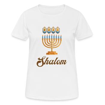 Shalom | Fröhliches Hanukkah - Frauen T-Shirt atmungsaktiv - Weiß - Vorne - AI Model Female 172 dark (172cm)