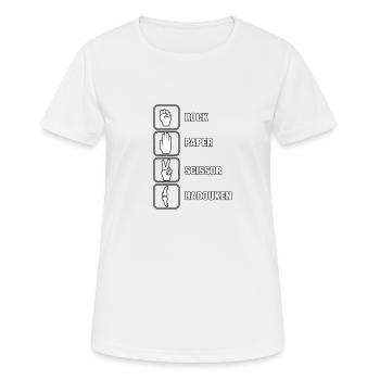 Rock Paper Scissor Hadouk - Frauen T-Shirt atmungsaktiv - Weiß - Vorne - AI Model Female 172 dark (172cm)