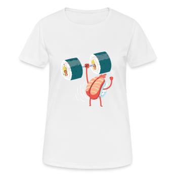 Sushi Gym - Frauen T-Shirt atmungsaktiv - Weiß - Vorne - AI Model Female 172 dark (172cm)