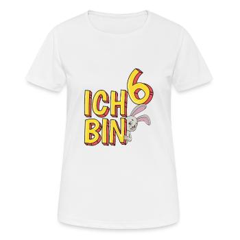 Ich bin 6 Kaninchen Hase sechs Jahre Geburtstag - Frauen T-Shirt atmungsaktiv - Weiß - Vorne - AI Model Female 172 dark (172cm)