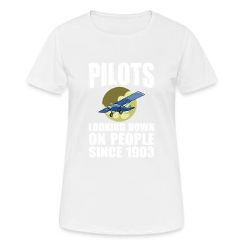 Piloten, die seit 1903 auf Menschen herabblicken - Frauen T-Shirt atmungsaktiv - Weiß - Vorne - AI Model Female 172 dark (172cm)
