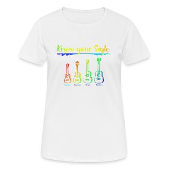Ukulele Größen - Frauen T-Shirt atmungsaktiv - Weiß - Vorne - AI Model Female 172 dark (172cm)