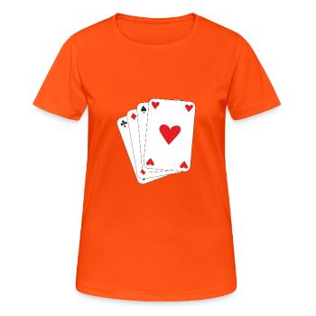 Spielkarten - Frauen T-Shirt atmungsaktiv - Neonorange - Vorne - AI Model Female 172 dark (172cm)