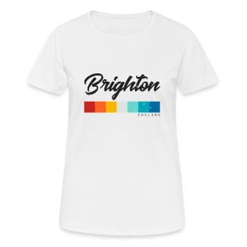 Vintage 70er 80er Jahre Stil Brighton England Retro - Frauen T-Shirt atmungsaktiv - Weiß - Vorne - AI Model Female 172 dark (172cm)