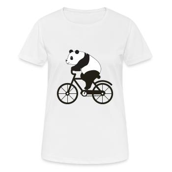 Witziger Panda Bär auf dem Fahrrad Bike - Frauen T-Shirt atmungsaktiv - Weiß - Vorne - AI Model Female 172 dark (172cm)