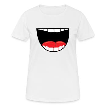 Laughing mouth - funny mouth mask with cheerful - Women's Breathable T-Shirt - white - Front - AI Model Female 172 dark (172cm)