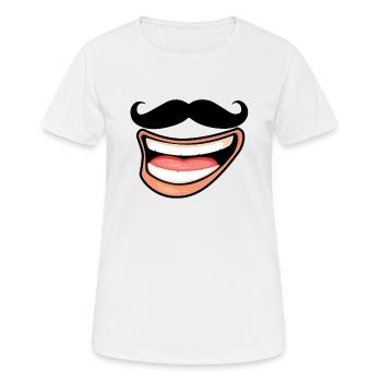 Laughing mouth for mouth mask with mustache - Women's Breathable T-Shirt - white - Front - AI Model Female 172 dark (172cm)