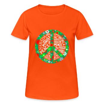 Weltweiter Frieden - Frauen T-Shirt atmungsaktiv - Neonorange - Vorne - AI Model Female 172 dark (172cm)
