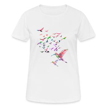 oiseaux, colibri, essaim, graffiti, illustration, oiseau - T-shirt respirant Femme - blanc - Devant - AI Model Female 172 dark (172cm)