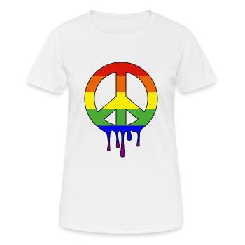 Signe de paix LGBT en couleurs arc-en-ciel CSD - T-shirt respirant Femme - blanc - Devant - AI Model Female 172 dark (172cm)