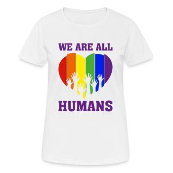 Christopher Streed Day We are ALL HUMANS Cadeau - T-shirt respirant Femme - blanc - Devant - AI Model Female 172 dark (172cm)