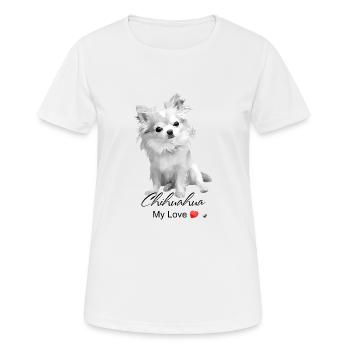 Illustration de Chihuahua avec inscription - T-shirt respirant Femme - blanc - Devant - AI Model Female 172 dark (172cm)