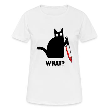 Quel chat effrayant avec un couteau à la main - T-shirt respirant Femme - blanc - Devant - AI Model Female 172 dark (172cm)