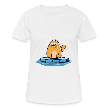 Chat hiver temps froid gel noël - T-shirt respirant Femme - blanc - Devant - AI Model Female 172 dark (172cm)