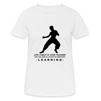 Bruce Lee life is about constant learning - T-shirt respirant Femme - blanc - Devant - AI Model Female 172 dark (172cm)