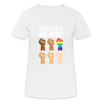 Ensemble, nous nous levons-Black History-BLM - T-shirt respirant Femme - blanc - Devant - AI Model Female 172 dark (172cm)