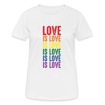 Love Is Love Is Love Is Love LGBTQ Pride - T-shirt respirant Femme - blanc - Devant - AI Model Female 172 dark (172cm)