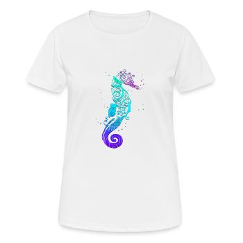 Seepferdchen Mandala Ozean Meerestiere schwimmen - Frauen T-Shirt atmungsaktiv - Weiß - Vorne - AI Model Female 172 dark (172cm)