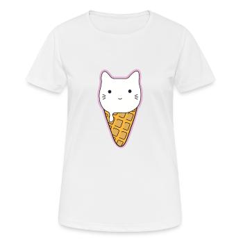 Katzendesign "Cone Cat" - Frauen T-Shirt atmungsaktiv - Weiß - Vorne - AI Model Female 172 dark (172cm)