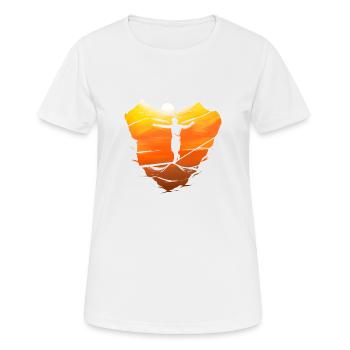Slackline slacklining Slacklining tightrope walk Sunset - Women's Breathable T-Shirt - white - Front - AI Model Female 172 dark (172cm)
