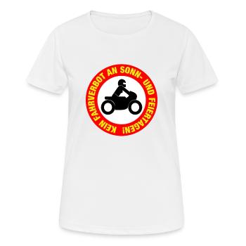 Gegen Motorrad Fahrverbot an Sonntagen Feiertagen - Frauen T-Shirt atmungsaktiv - Weiß - Vorne - AI Model Female 172 dark (172cm)