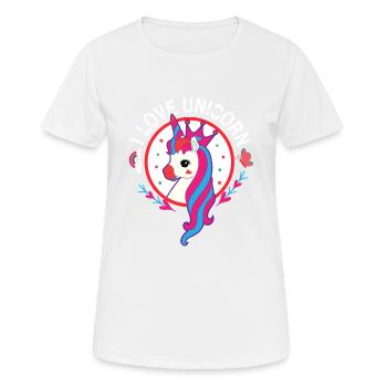 I Love unicorn 01 - Frauen T-Shirt atmungsaktiv - Weiß - Vorne - AI Model Female 172 dark (172cm)