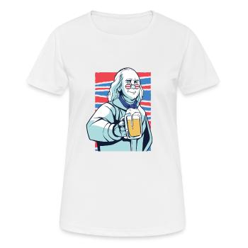 Benjamin Franklin US Bier US Flagge Bier Präsident - Frauen T-Shirt atmungsaktiv - Weiß - Vorne - AI Model Female 172 dark (172cm)