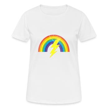 cooler Regenbogen Blitz distressed LGBTQ Geschenk - Frauen T-Shirt atmungsaktiv - Weiß - Vorne - AI Model Female 172 dark (172cm)