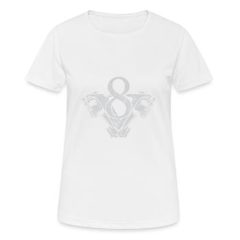 V8 Skull Cylinder Engine PS Turbo Amateur de voitures - T-shirt respirant Femme - blanc - Devant - AI Model Female 172 dark (172cm)