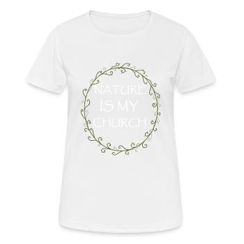 Die Natur ist meine Kirche Wicca Pagan - Frauen T-Shirt atmungsaktiv - Weiß - Vorne - AI Model Female 172 dark (172cm)