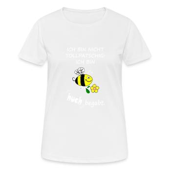 Ich bin nicht tollpatschig. ich bin huch begabt. - Frauen T-Shirt atmungsaktiv - Weiß - Vorne - AI Model Female 172 dark (172cm)