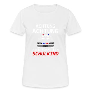 Achtung Schulkind Polizei Schule - Frauen T-Shirt atmungsaktiv - Weiß - Vorne - AI Model Female 172 dark (172cm)