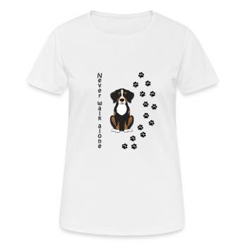 Never walk alone Sennenhund Tierliebe Pfoten Hund - Frauen T-Shirt atmungsaktiv - Weiß - Vorne - AI Model Female 172 dark (172cm)